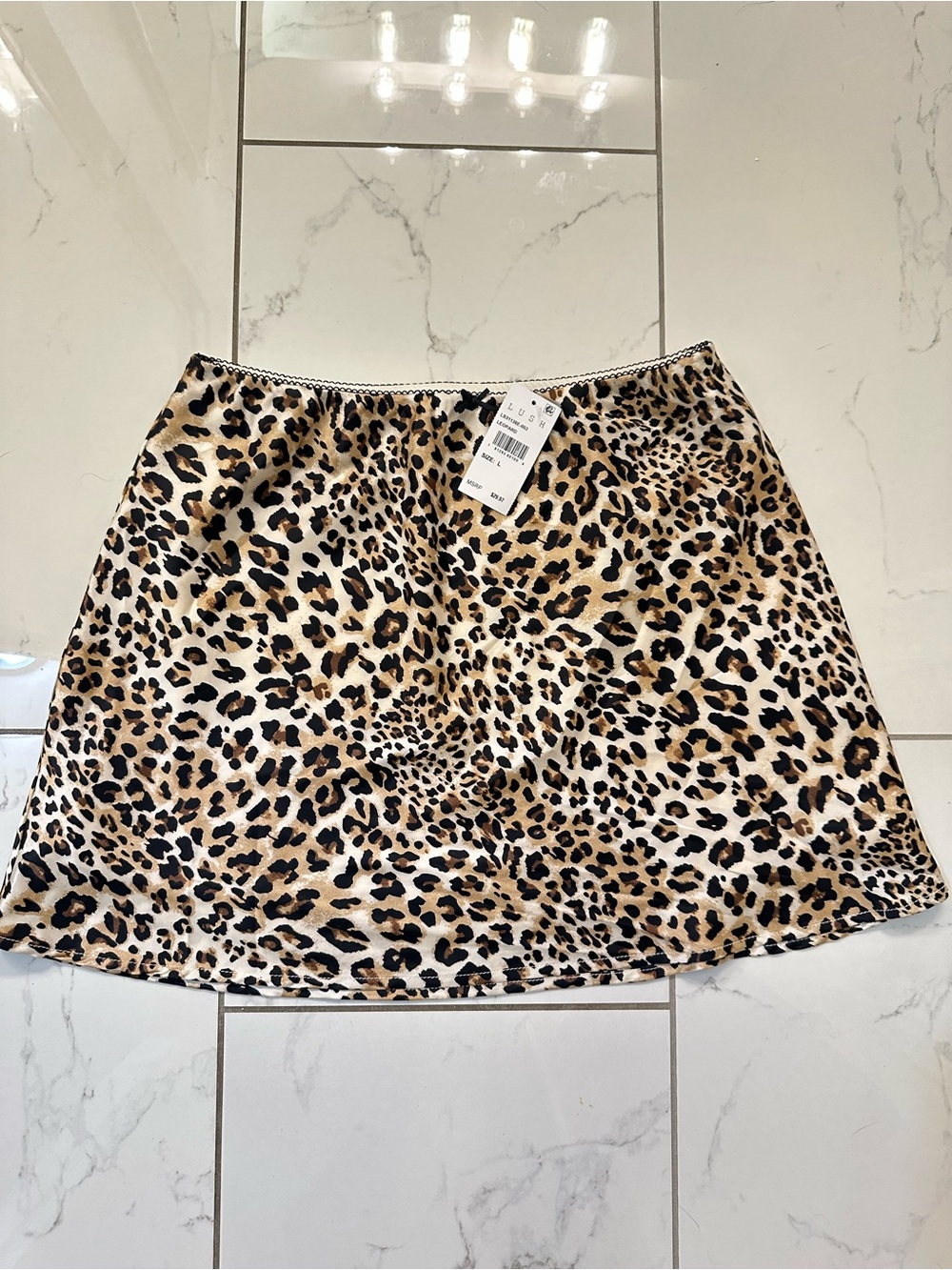 Lush Leopard Print Mini Skirt - Tan Black Cream